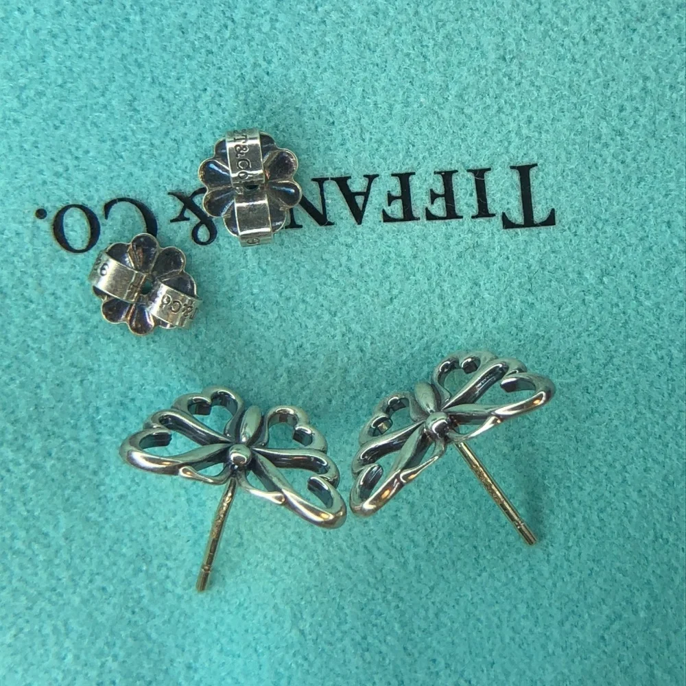 Tiffany & Co Butterfly Earrings Studs Nature Lover Garden Stencil Earrings - Picture 5 of 10